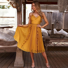 Load image into Gallery viewer, GUMPRUN Summer Dress 2019 Women Sexy Backless Sleeveless White Dresses Ladies Casual V Neck Ruffles Spaghetti Strap Lace  Dress
