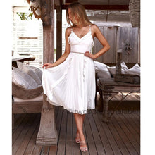 Load image into Gallery viewer, GUMPRUN Summer Dress 2019 Women Sexy Backless Sleeveless White Dresses Ladies Casual V Neck Ruffles Spaghetti Strap Lace  Dress