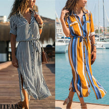 Load image into Gallery viewer, Women's Summer Casual Long Maxi Evening Party Beach Dress Sundress Blouse Shirt