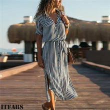 Load image into Gallery viewer, Women's Summer Casual Long Maxi Evening Party Beach Dress Sundress Blouse Shirt