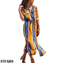 Load image into Gallery viewer, Women's Summer Casual Long Maxi Evening Party Beach Dress Sundress Blouse Shirt